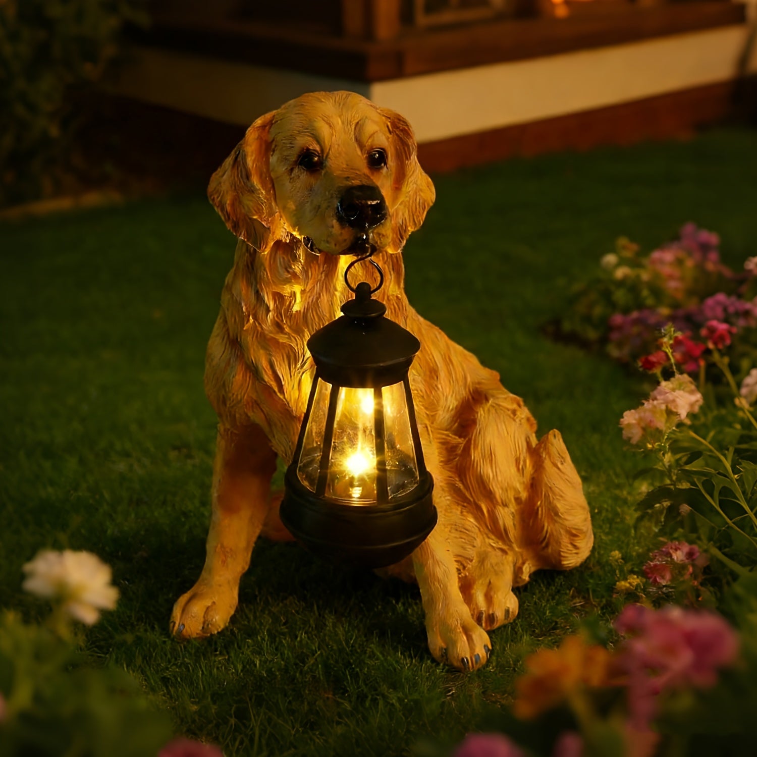 Solar Christmas Hound Night Watchman Decoration, Featuring a Glowing Golden Dog Body and Vintage Lights, the Perfect Companion Gift for Close Friends. Outdoor Christmas Decoration for Courtyard, Solar Christmas Light Outdoor Style