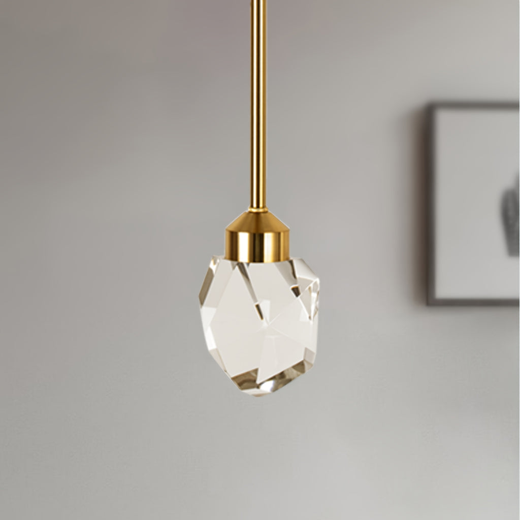 Gold crystal diamond pendant light, kitchen light fixture with lampshade, small hanging ceiling light, modern globe pendant light, suitable for living room, bedroom, bathroom, dining room, bar and home decoration