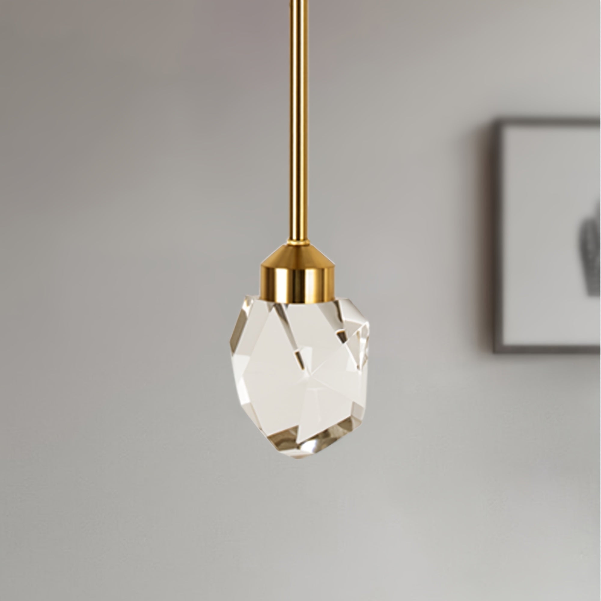 Gold crystal diamond pendant light, kitchen light fixture with lampshade, small hanging ceiling light, modern globe pendant light, suitable for living room, bedroom, bathroom, dining room, bar and home decoration
