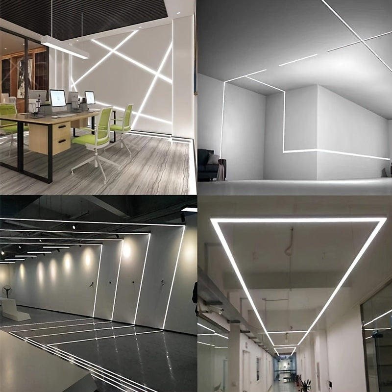 6 件 U 型 LED 灯条，1.65 英尺/50 公分黑色通道，带 UV 扩散器，表面安装，无需电力，多功能照明，营造优雅氛围
