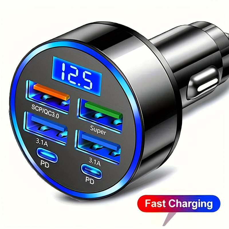 Set of 2 PD Chargers with USB Cable | Dual PD And Four USB Car Charger | Rapid Charging PD QC3.0, 60% Charge in Half an Hour - Universal Fast Charging for Different Devices | Contemporary Charging Hub | Sturdy Car Charging Station