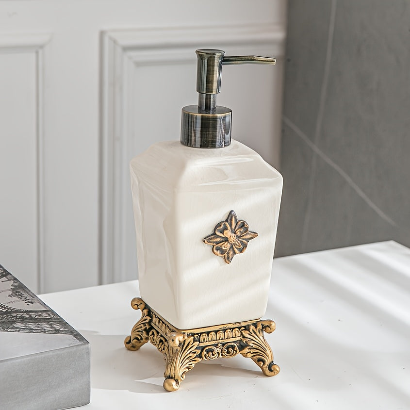 Light Luxury Simple W003 Ceramic Ice Crackle Creative Press Pump Bottle - Hotel & Home Bathroom Shower Gel & Hand Soap Dispenser, Toothbrush Holder, Soap Dish, Single Bathroom Accessory
