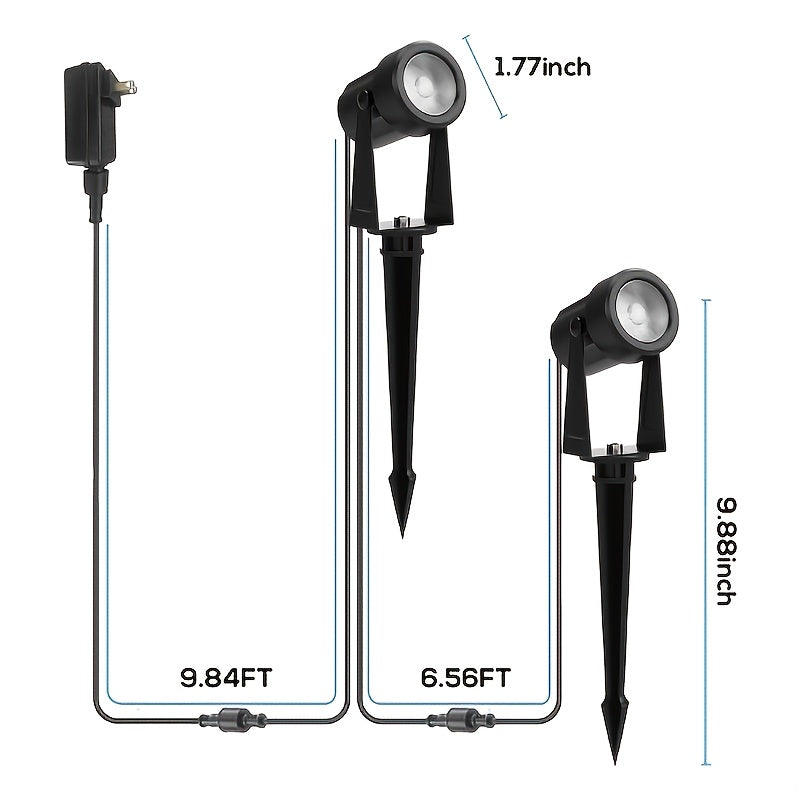 Outdoor landscape lighting low voltage LED spotlight, available in 4, 6, 8 or 10-pack, with transformer, exquisite design, warm white light color temperature 2700K, very suitable for courtyards, gardens and lawns