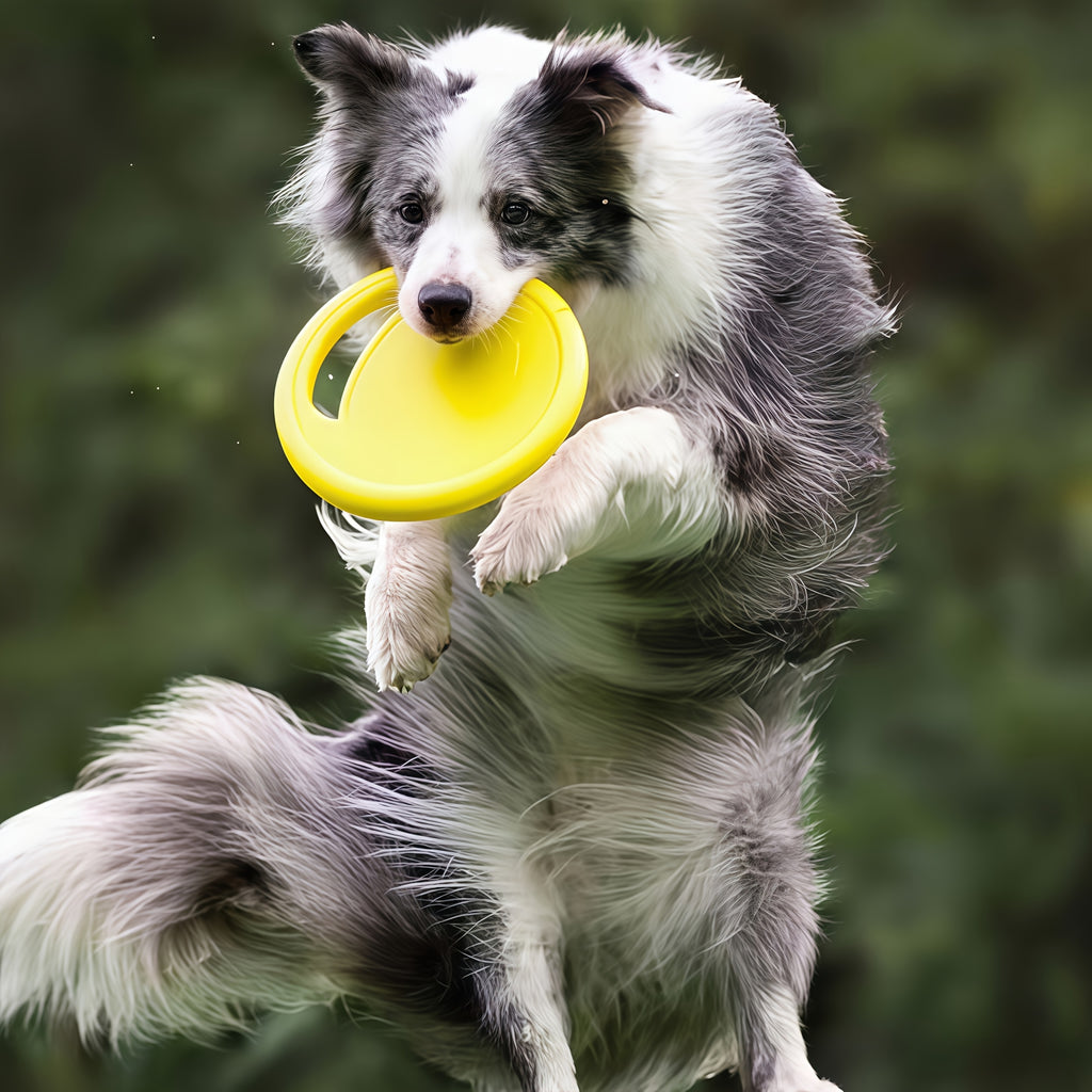 耐用狗狗飞盘耐咬训狗专用，边牧用品训犬宠物飞碟亮黄色宠物训练盘，户外狗接球拔河两用，室内外运动耐造玩具