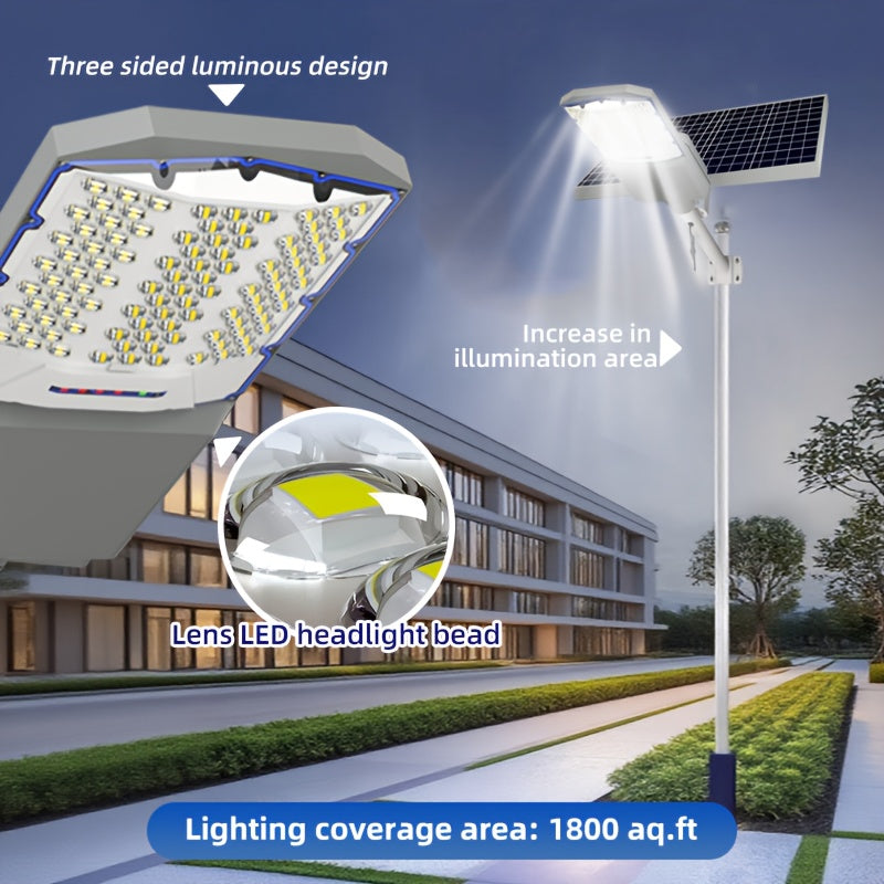 Outdoor High Quality Super Bright Solar Street Light, 18000mAh High Capacity Battery, 6500K Color Temperature Super Bright Curved Solar Street Light, Solar Street Light for Parking Lots, Parks, Road Projects