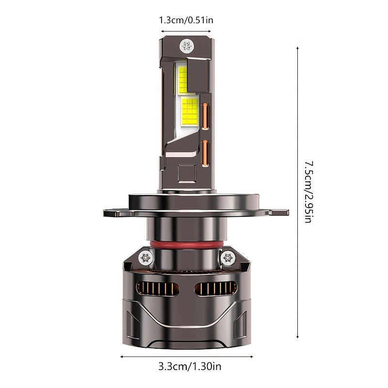 2-Pack 59800 Lumens LED Car Headlights High Power 360W High/Low Beam 7500K LED Bulbs H1 H4 H7 H11 9005 9006 9012 12V/24V 360° Beam Angle 950% Brightness Increase Fits Most Car Models No Battery Included QY029