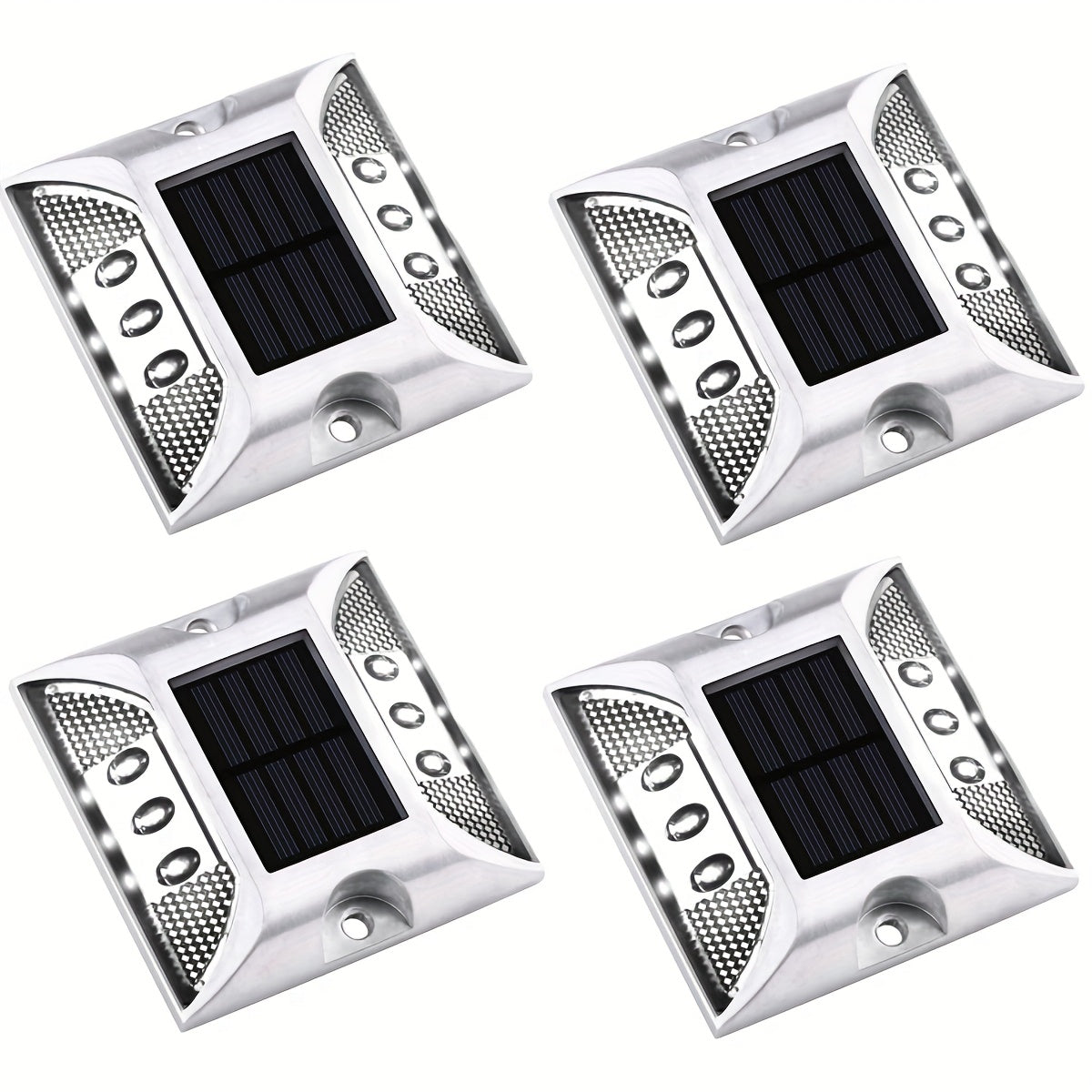 2/4 Pcs Solar Driveway Dock Lights, IP67 Solar Deck Lights, Outdoor Warning Step Lights Reflective Road Markers for Sidewalk Stair Garden Path Walkway (Red Green Blue Yellow Daylight White)