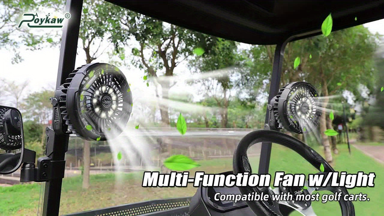 Golf Cart Fan, USB Rechargeable Portable Fan with Clip, 3 Speeds Strong Airflow, 360° Rotatable Silent Cooling Fan for Golf Cart Outdoor Camping Travel