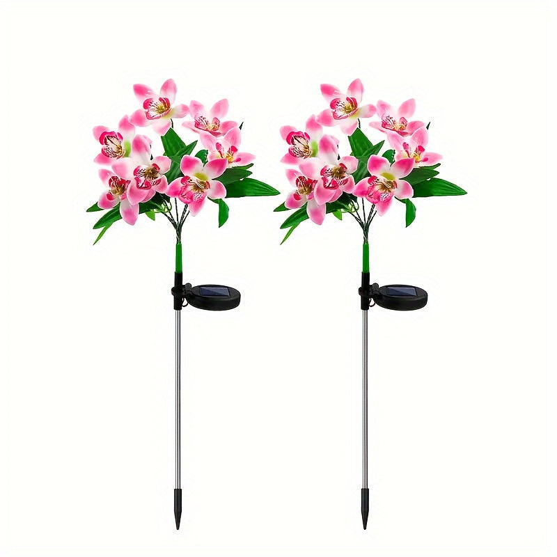 1/2 Piece Solar 7 Orchid Lawn Light Outdoor Waterproof Decorative Courtyard High-Brightness Garden Corridor Ground Insert Lawn Light Outdoor Solar Light Outdoor Lawn Light