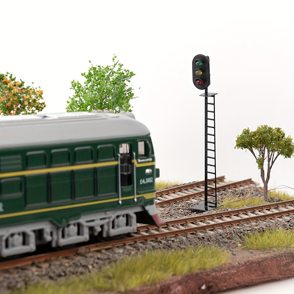 1 Set 1:87 HO Scale Model Railroad Track Signal Set, Includes Green, Red & Yellow Block Signals, 2-light & 3-light Configurations, Designed for Miniature Landscapes & Dioramas