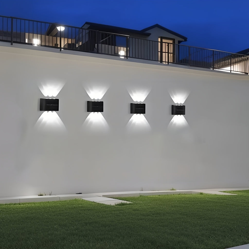 Spring & Summer Bestseller 5pcs Solar Light, 6LED Convex Lens Up-Down Wall Washer Light, Villa Fence Wall Light, Garden Light, Manor Courtyard Exterior Wall Light, Warehouse Garage Indoor & Outdoor