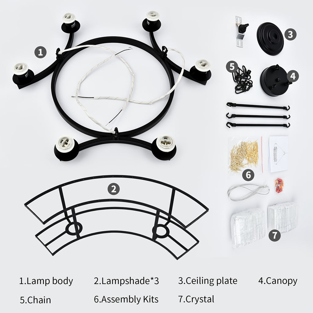 Black Crystal Chandelier 6-Light