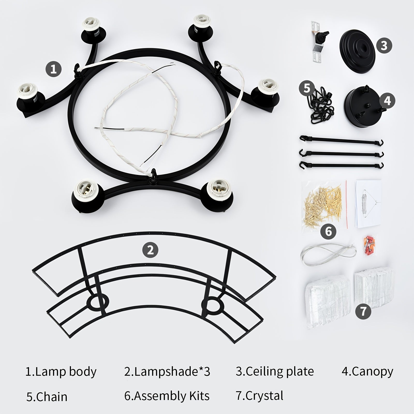 Black Crystal Chandelier 6-Light