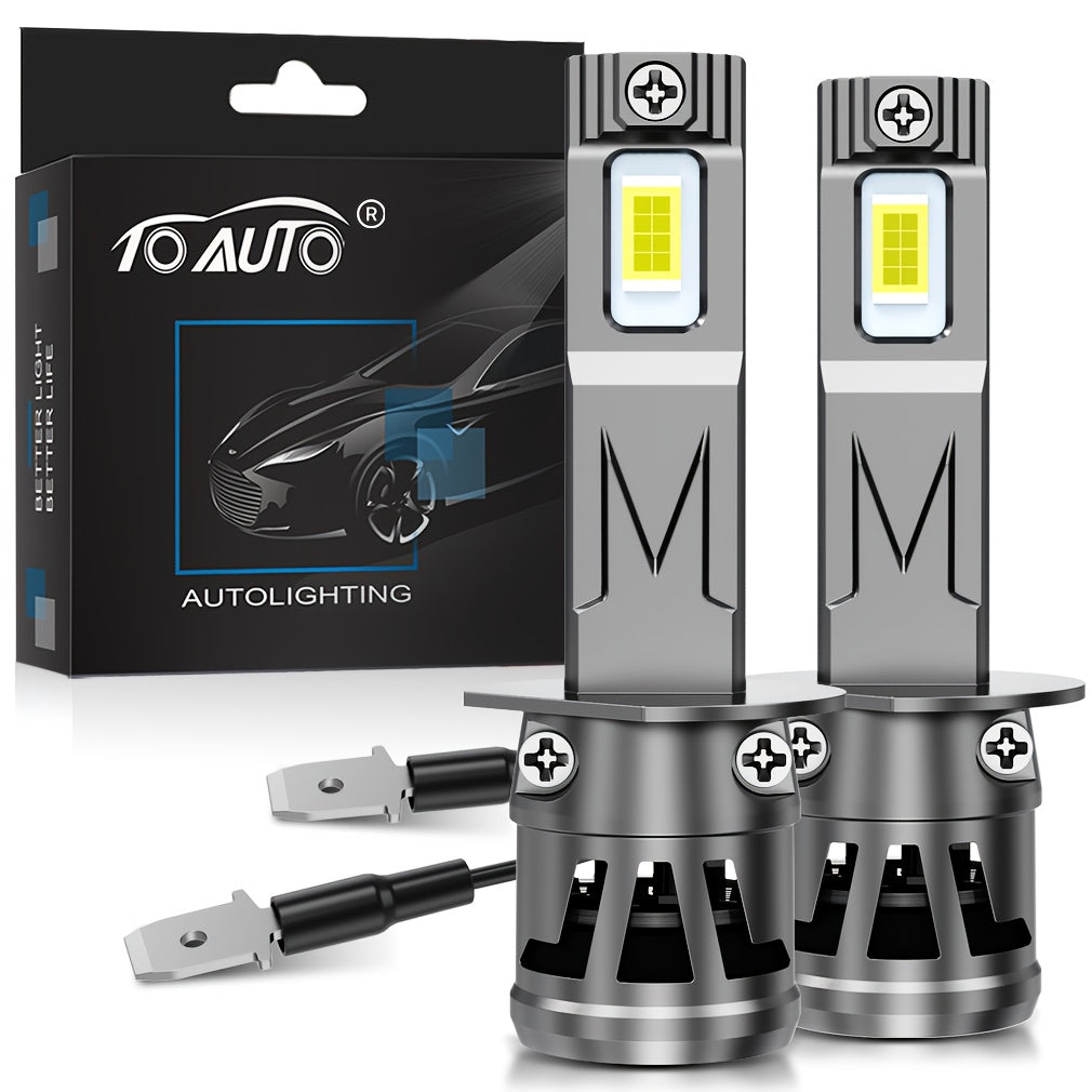 TOAUTO H1 H3 LED Lights Canbus Bulbs Car Headlight High Power Car Fog Light Diode Motorcycle Driving Running Light 12V-24V 70W Universal Fit for Most Models, No Battery Included