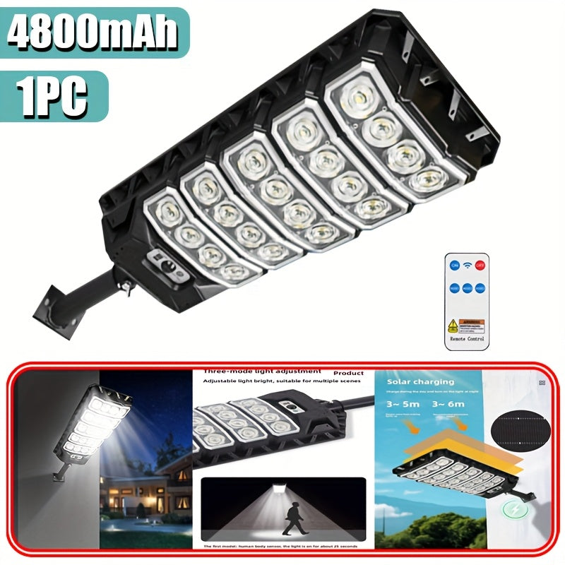Solar Street Light – Outdoor Security Lighting, Motion Sensor Outdoor Light, Commercial Parking Lot Lighting, Night to Morning, LED Street Light, Home Garden Lighting, with Remote Control, Solar Powered, No Installation Required