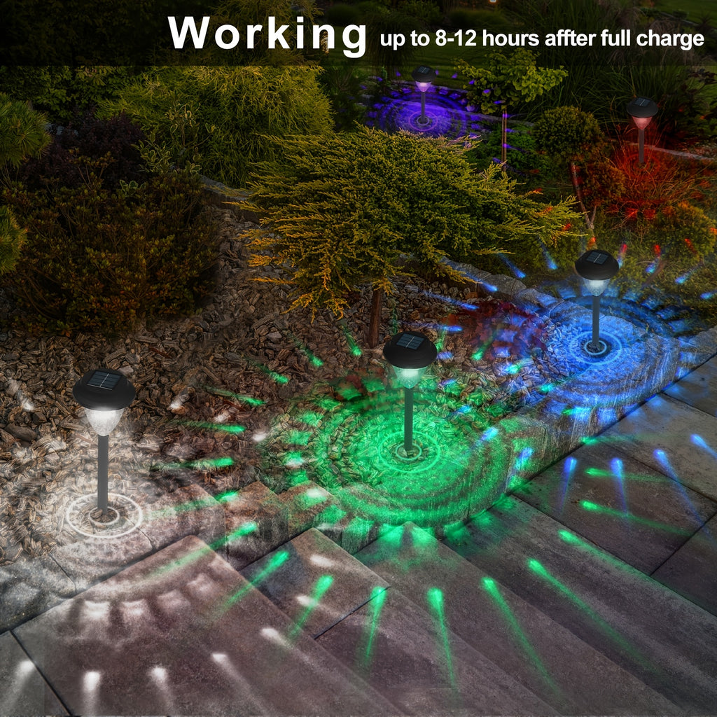 Solar Outdoor Light, 10-Piece LED Solar Light, Outdoor Waterproof Color Changing Pathway Light, Mandala Lamp Shade Garden Decoration, Suitable for Lighting Your Garden, Landscape, Path, Courtyard, Patio, Driveway, Party Atmosphere