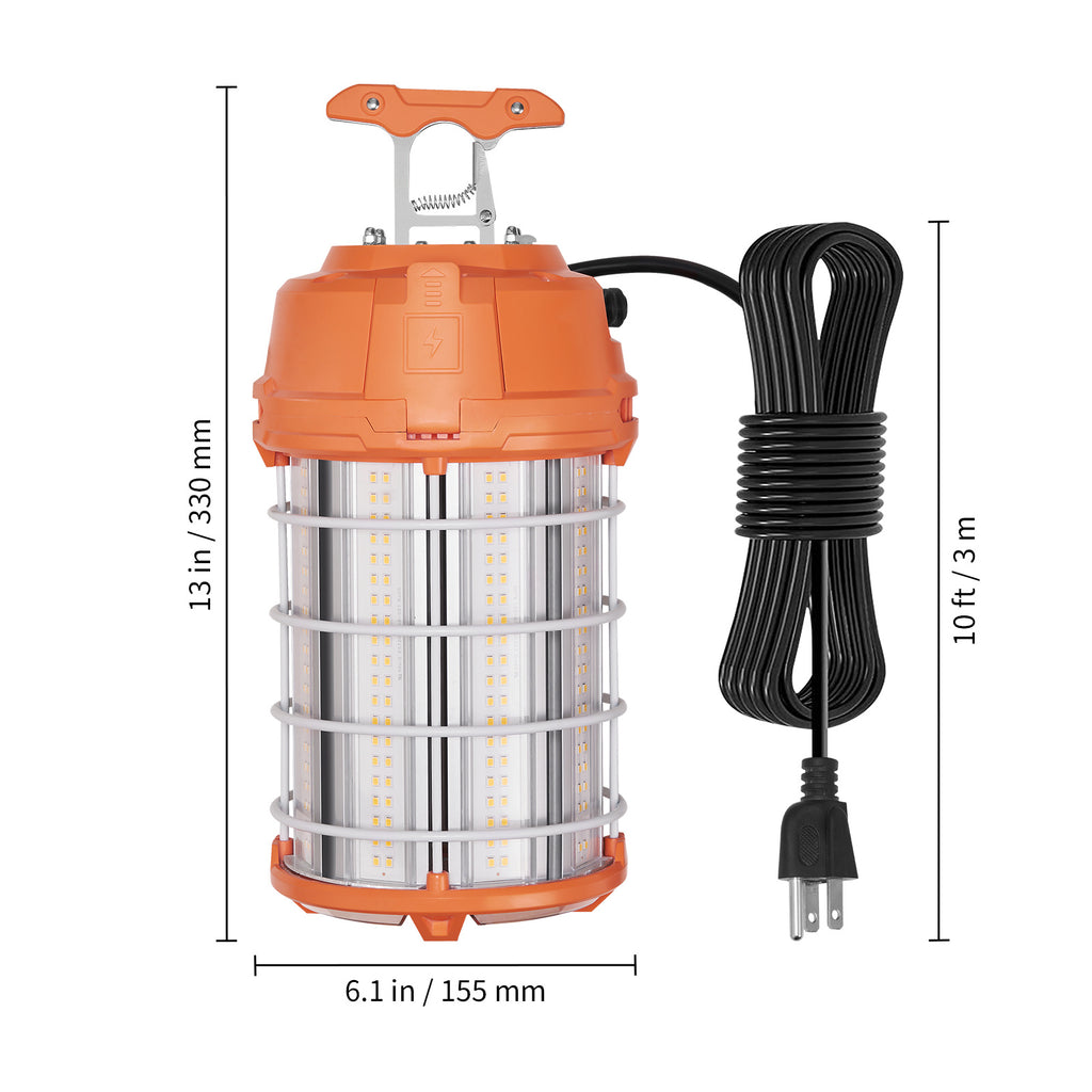 VEVOR LED Temporary Work Light, 150W, 20000lm Construction Light, 5000K Portable Ultra-Bright Waterproof Daisy Chain Up to 6 Lights, Hanging Job Site Light Indoor and Outdoor Lighting