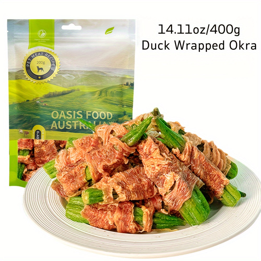 7.05Oz/ 14.11Oz (200G/ 400G) 雞/鴨肉包豆角，天然食材製成，健康狗狗零食，易於消化，持久耐嚼，高蛋白低脂，適合所有尺寸狗狗的訓練零食