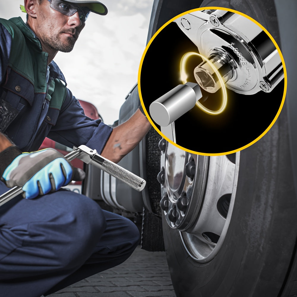 A Torque Wrench Designed Specifically for Removing Lug Nuts, Featuring a 1:16 Torque Multiplier with a Torque Range of 320NM. This Effort-Saving Tool Comes with a 1/2-Inch Drive and Includes a Tire Change Kit with 17mm, 19mm, and 21mm Sockets