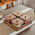 1 Set Japanese Walnut Wood Fruit Bowl, Fruit Platter, Snack Tray, Perfect for Living Room, Family Holidays, Wedding Parties, Birthdays, Christmas & Halloween