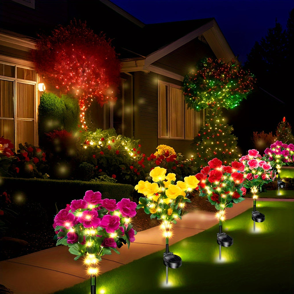 Outdoor Solar Garden Light, Solar Azalea Light for Solar Pathway Light, Courtyard Lawn Patio Garden Decoration (Warm Light)