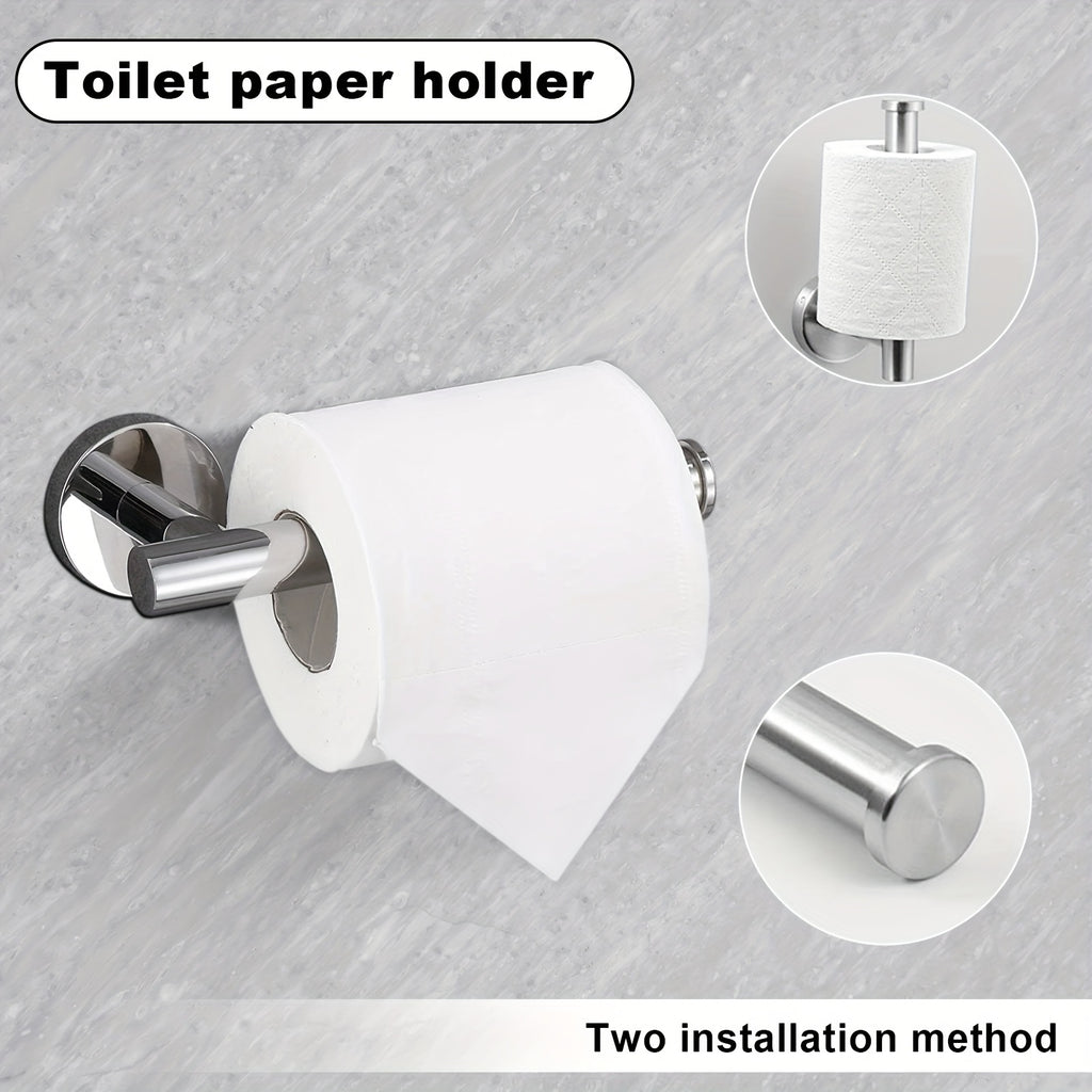 8-Piece 23.6" Bathroom Towel Rack Set - Includes 2 Towel Bars, 2 Towel Hooks, 2 Towel Rings, 2 Tissue Holders - Brushed Silver Bathroom Accessory Set