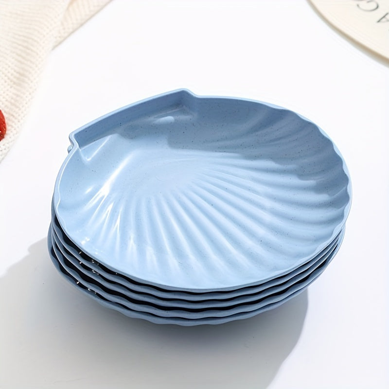 1Pc, 5Pcs, Shell-Shaped Dish, 6-Inch Small Plate, Dessert & Cake Plate, Lunch & Dinner Plate – Perfect for Kitchen, Family Gatherings, School Events, Company Group Meals, Restaurants (Multiple Colors Available)
