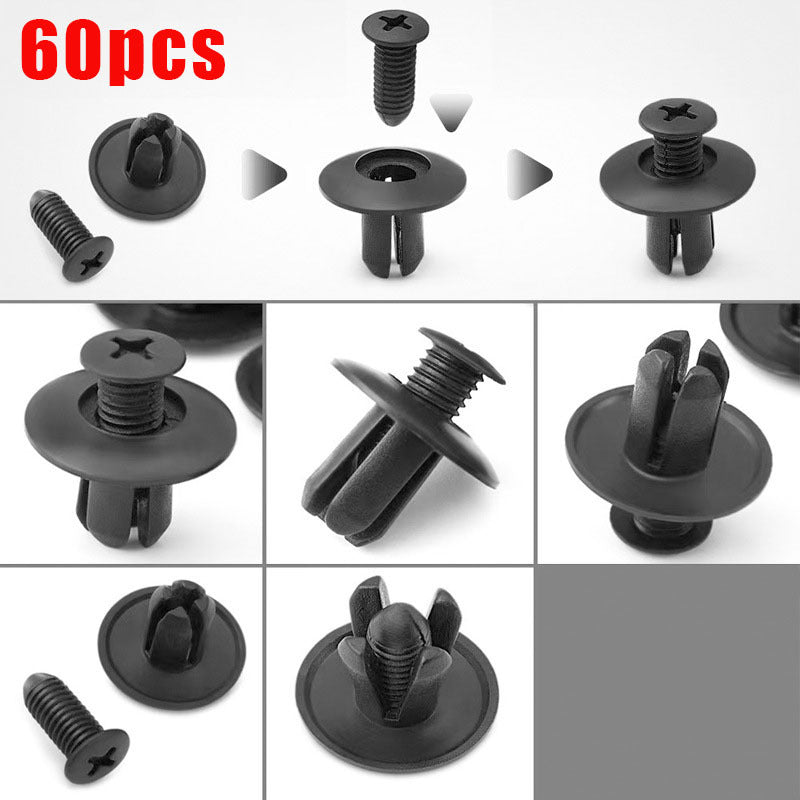 60pcs Universal Car Retainer Clips Kit 8mm Plastic Rivet Fasteners, Suitable for Fender Liners, Splash Shields, Trunk, Bumper, Door Trim Strips, Fits Toyota Kia Nissan Yamaha Ford Focus, Body Repair & Installation Accessories