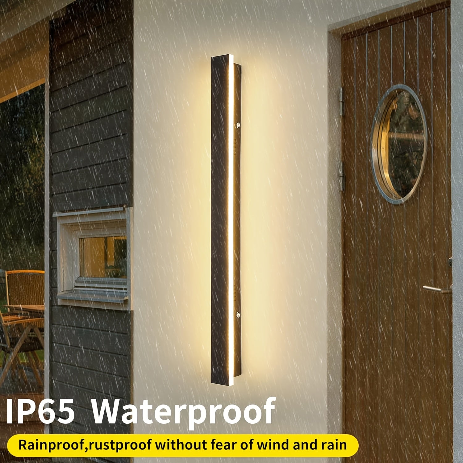 Modern Outdoor Wall Light, LED 3000K-6000K Dimmable Long Wall Light, IP65 Waterproof Exterior Fixture, Minimalist Style Wall Light, Suitable for Garage, Residential Hallway, with Remote Control