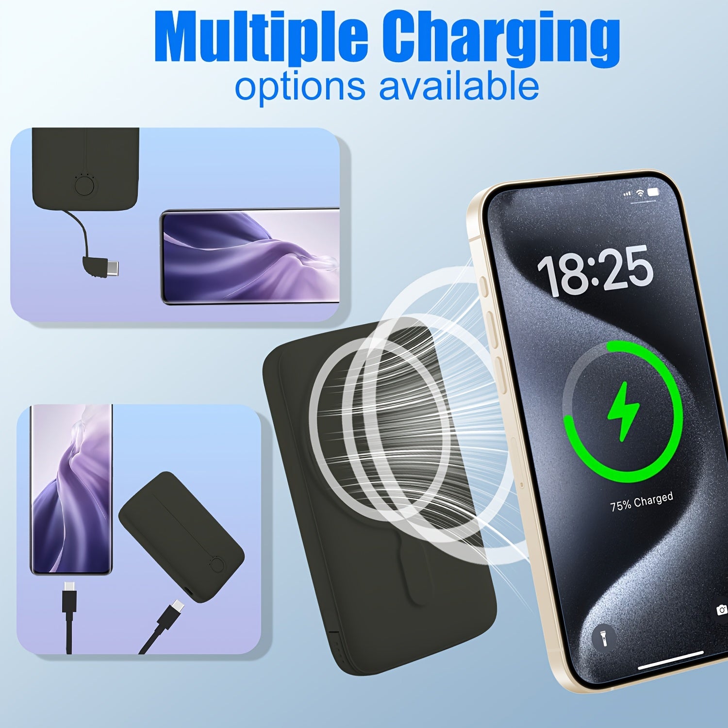 Sleek 5000mAh Magnetic Power Bank with USB-C & Compatibility - 20W Fast Charging, Portable Battery Pack for iPhone 15/15 Plus/15 Pro/15 Pro Max, for iPhone 14/13/12 Series - Durable Polymer Lithium Battery, Fast Charging Support|Compact Charger|Magnetic A