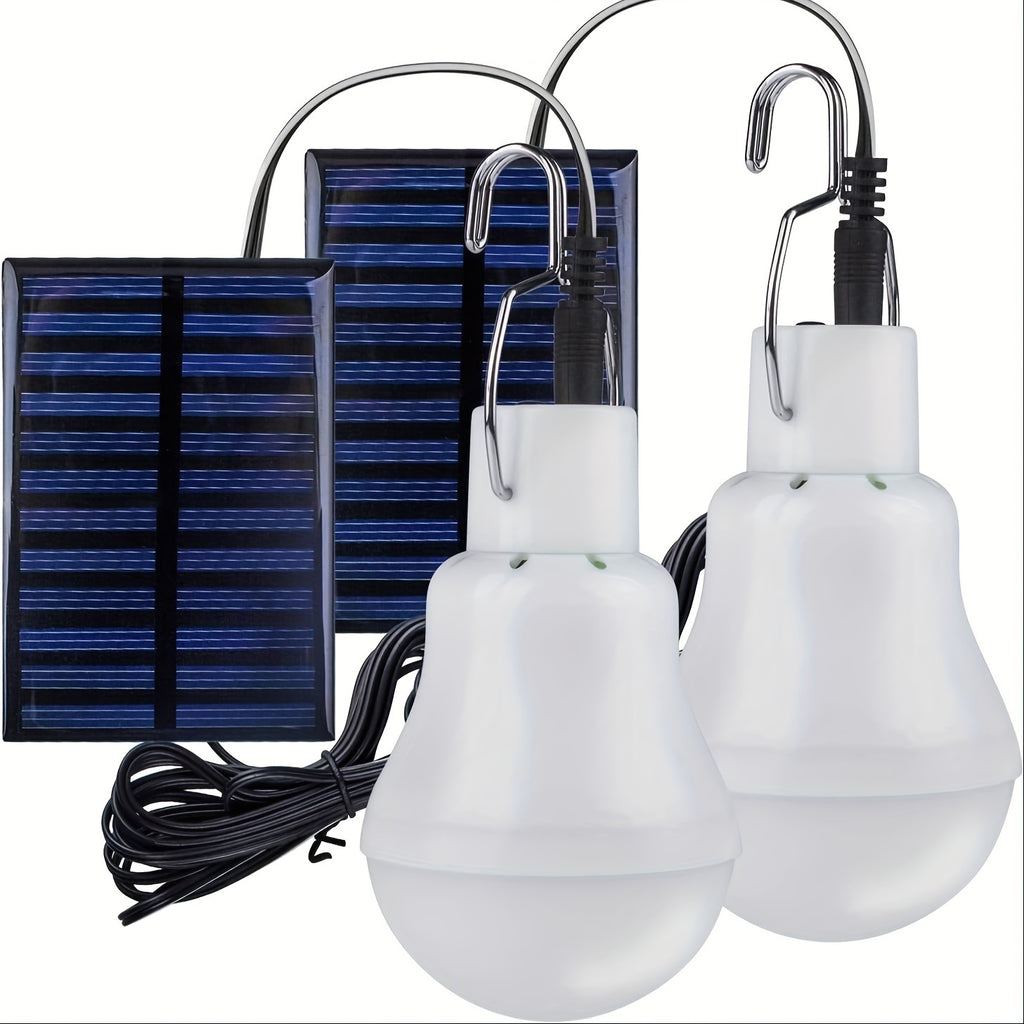 Solar LED outdoor bulb with solar panel - rechargeable energy-saving hanging garden and camping light