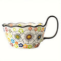 Hand-Painted Japanese Handle Bowl, New Ceramic Baking Dish, Instant Noodle Bowl, Salad Bowl, Home Tableware, Baking Dish with Spoon, Breakfast & Fruit Bowl