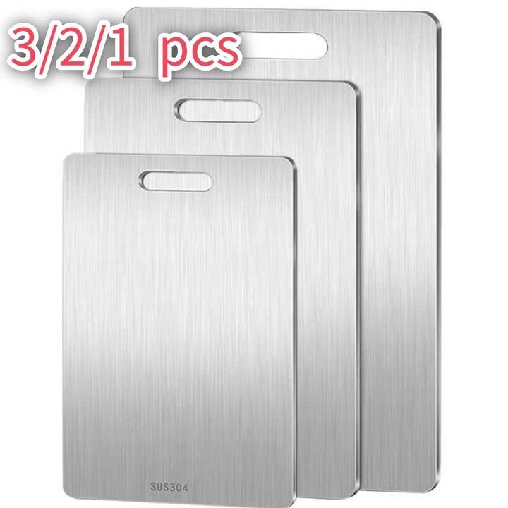 3-Pack Ultra-Durable Cutting Board – 3/2/1 Pieces Optional, Corrosion-Resistant Stainless Steel – Perfect for Meat, Vegetables &amp; Fruit – Dishwasher Safe, Portable for Indoor &amp; Outdoor Use – Essential Kitchen Tool for Home
