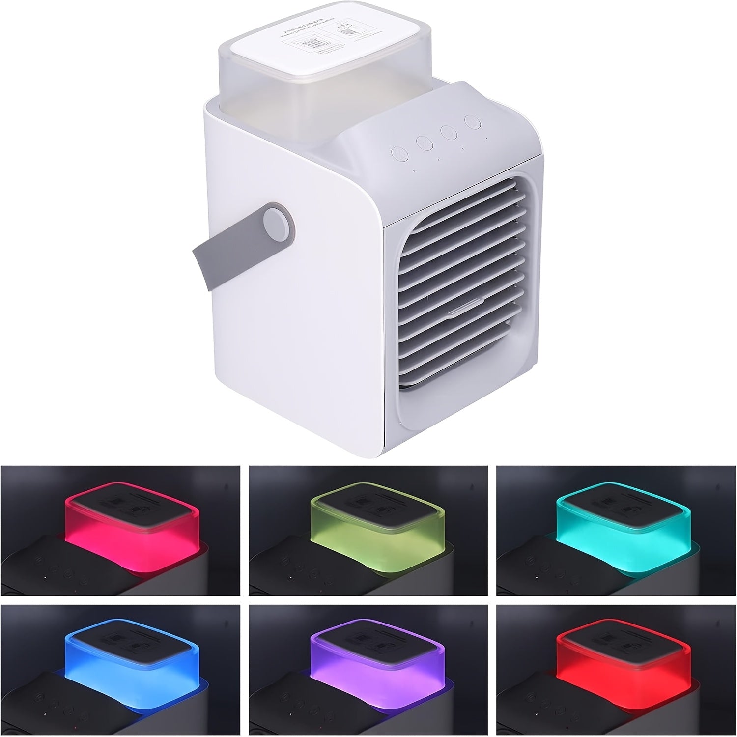 11.83oz Portable Mini Desktop Air Conditioner, USB Rechargeable 90° Oscillating Fan, Compact Square Design for Home Office Travel, Labor-Saving Easy to Use, Modern Aesthetic Durable Structure