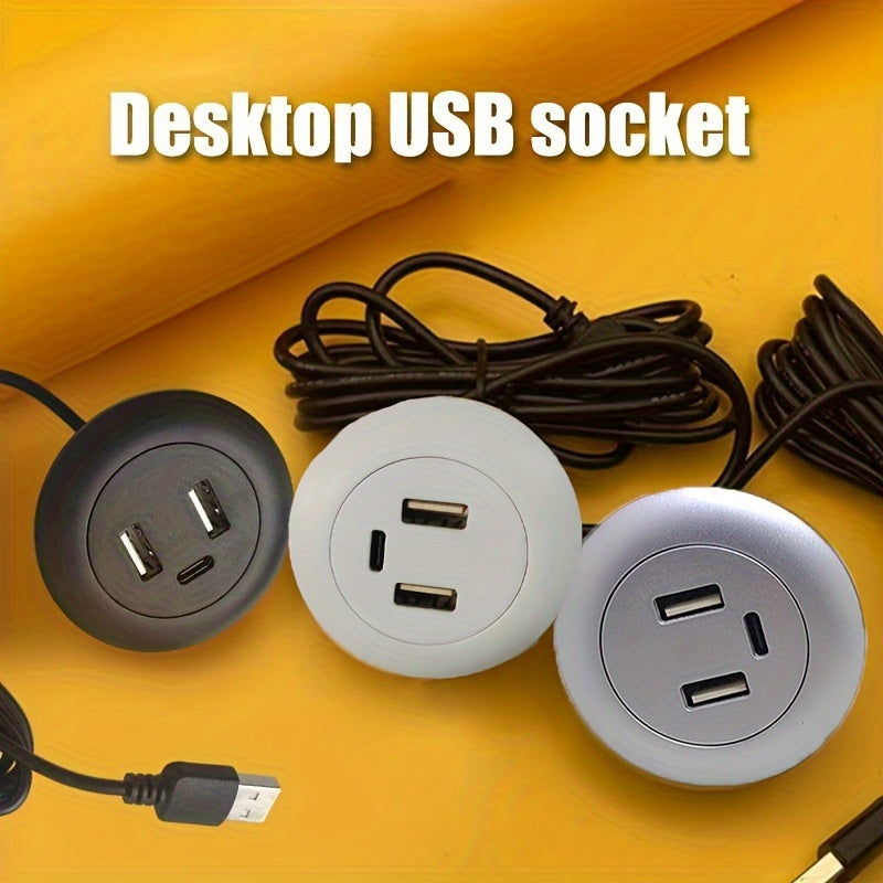 Desktop Embedded USB Multi-Port Hub, Type-C Charger + Sofa Wall Outlet, USB Power Strip with 100W Fast Charging, Compact Design for Home Office & Media Consumption, Home Charging Station, Modern Tech Accessory, Durable Construction