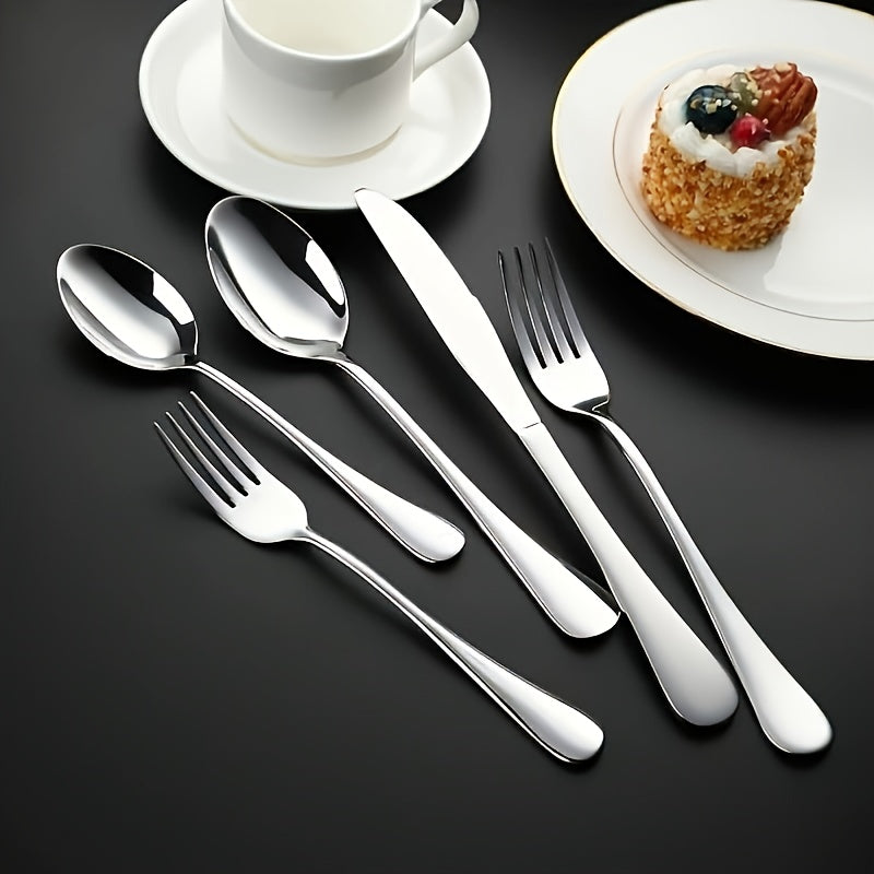 Stainless Steel Western Cutlery Set – Includes Dinner Fork, Dinner Spoon & Tea Spoon – Luxurious Silver Color, Dishwasher Safe – Top Choice for Family Gatherings & Wedding Gifts