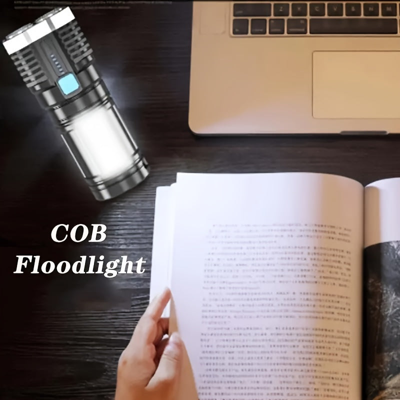 High Power IP65 LED Flashlight, Super Bright Long Range Rechargeable Tactical Handheld Light, Outdoor Camping Lantern