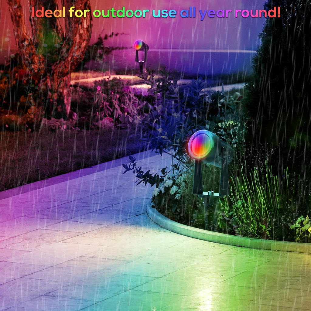 Solar Landscape Spotlight, Outdoor Auto On/Off Solar Spotlight, Courtyard Lighting for Patio, Garden, Lawn, Plants, Trees, Walls, Fences, 4 Pack / 8 Pack, Multiple Colors Available (Black Cable), IP65 Protection Rating