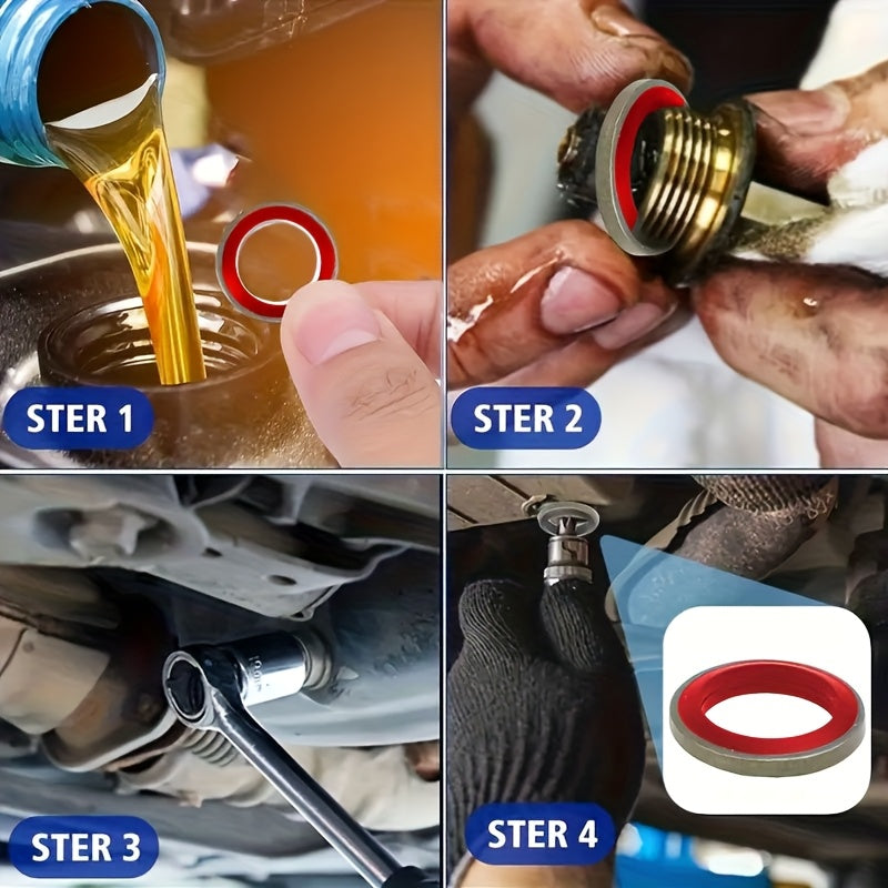136 Piece Oil Drain Bolt Gasket Seal Set - M6/M8/M10/M12/M14/M16 NBR Rubber Metal Sealing Gaskets, Replaceable Leak-Proof Drain Plug Locking Seals, Suitable for Cars / Trucks / Hydraulic Systems, Heavy Duty Gasket Set with Storage Case