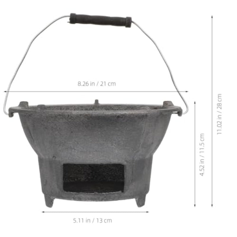 Portable Cast Iron BBQ Grill & Outdoor Charcoal Stove – Compact & Lightweight Cooking Fire Pit for Camping, Picnic, Backyard BBQ – Heavy-Duty Cast Iron Grate, Works with Charcoal Briquettes & Lump Charcoal (No Assembly Required)