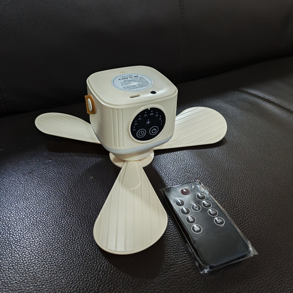 Portable Remote Control Ceiling Fan with Light, Rechargeable Camping Fan, Wireless Tent Fan, 4 Speed Levels, Timing Function, Battery Powered, Perfect for RV, Truck, Rooftop Tent, Travel and Camping