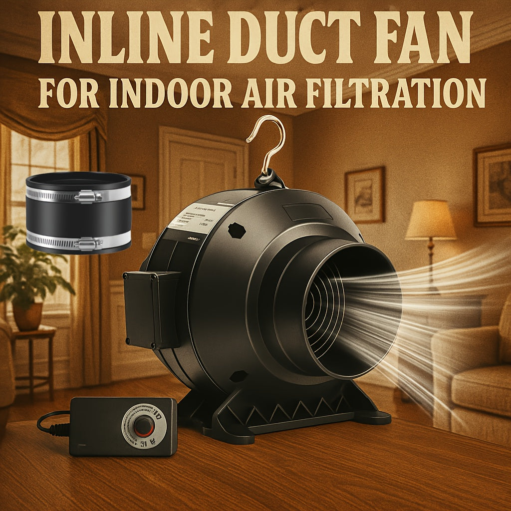 ALPHAGROW 4 Inch 175 CFM Quiet Inline Exhaust Fan, for Indoor Grow Tent Hydroponics Ventilation, Black