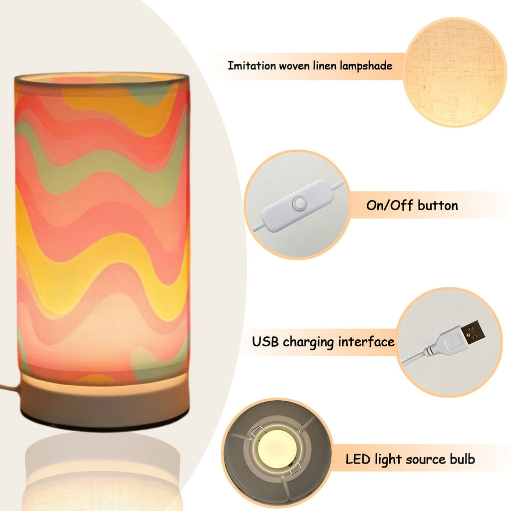 1pc modern creative geometric straight tube table lamp, soft lighting non-damaging to eyes, USB powered, white metal base, home decorative lamp, suitable for decorating desks, rooms, bedrooms