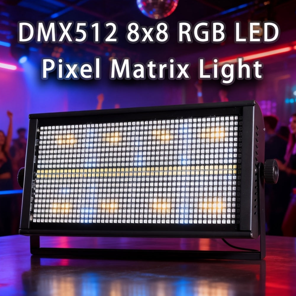 Professional LED stage lighting - 8-channel DMX512 strobe, chase light, with 8-level speed and color-changing effects, 960 pieces 5050 LED beads, 200W, universal voltage 110-240V, suitable for DJs, theaters, concerts