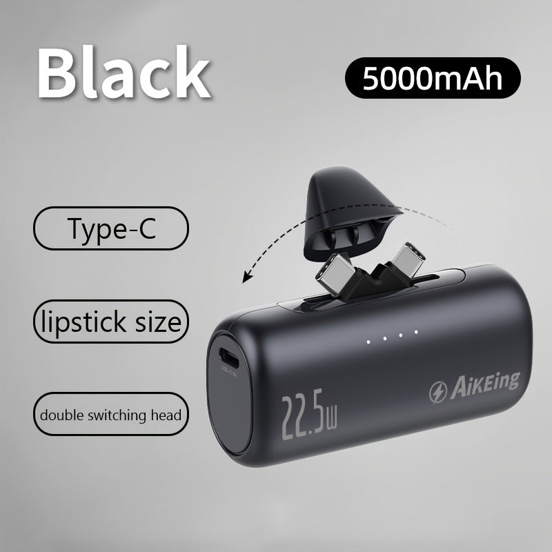 Aikeing 5000mAh 迷你行動電源，手機充電解決方案，iPhone 充電器，Type-C 相容行動電源，具備 LED 數位螢幕，適用於 iPhone 16/16 Plus/15 Pro/15 Pro Max/iPad Pro/Android 裝置