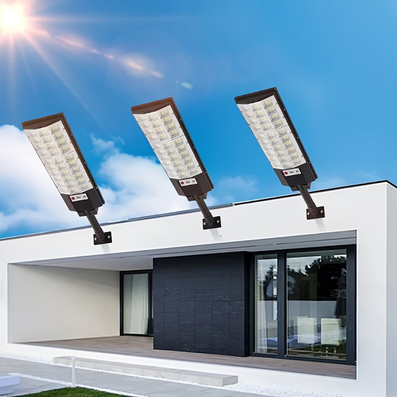 3D Curved Screen Integrated High-Brightness Solar Street Light, PIR Motion Sensor with Remote Control IP65 Street Light, Perfect for Parking Lots, Street Lighting, Courtyards, Gardens, Villas, Outdoor Solar Light