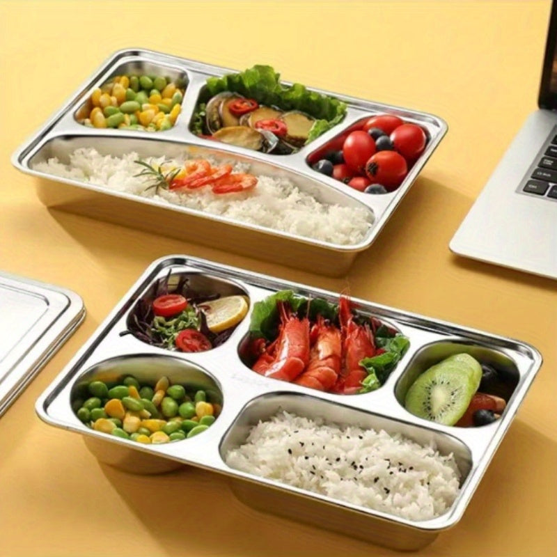 3-Pack & 5-Pack Stainless Steel Divided Tray – Perfect for Office Workers‘ Takeout Meals & Camping
