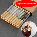 10 Pairs, 24cm / 9.45 Inches, Patterned Bamboo Chopsticks Reusable – Perfect for Wedding Parties, Ceremonies – Chinese Natural Anti-Slip Chopsticks – Dishwasher Safe – Lightweight Chopstick Set – Great for Eid