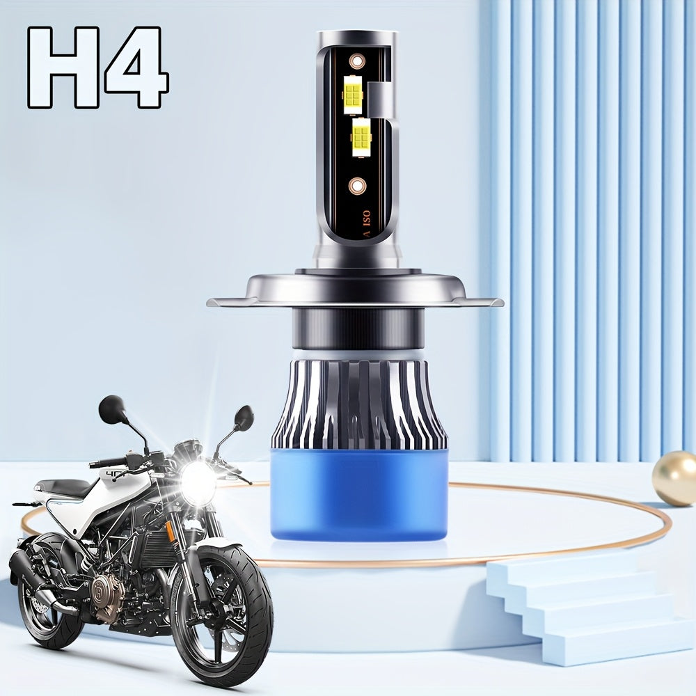 1pc KINGSOFE H4 LED Motorcycle/Car Headlight Bulb - Super Bright 30000 Lumens 6500K Cool White High/Low Beam Integrated with Cooling Fan, Plug-and-Play All-in-One Headlight, Suitable for Motorcycles, ATVs, Trucks, Scooters, Utility Vehicles