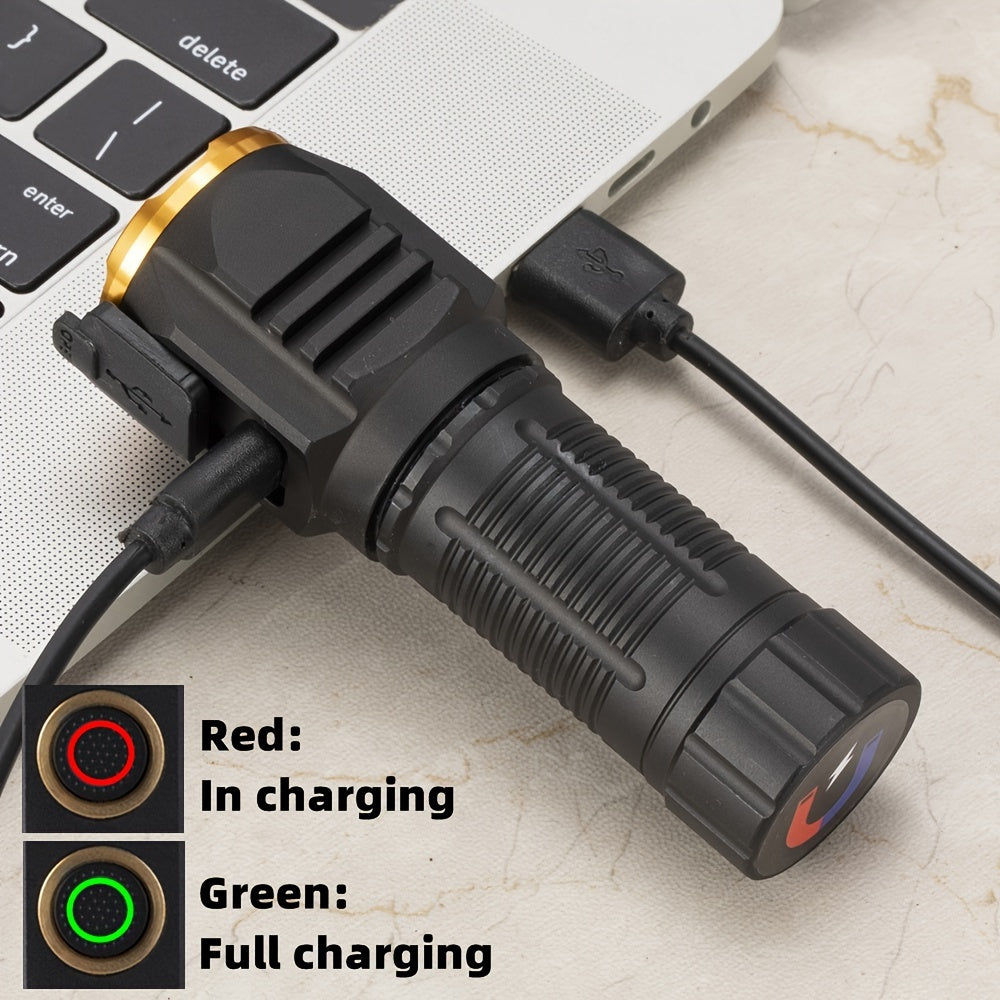 4X LED Flashlight is Compact & Powerful, with Type-C USB Rechargeable Design, Portable Clip & Magnetic Base. Perfect for Nighttime Illumination, Whether for Outdoor Adventures or Home Repairs.